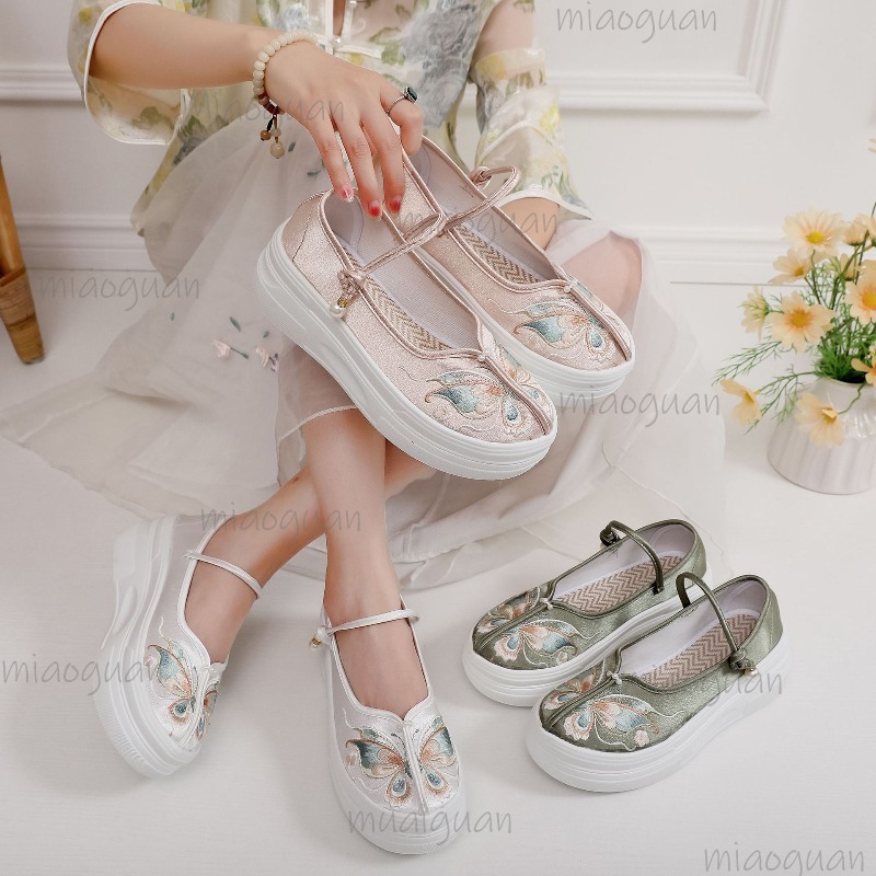 Embroidery Style - Kadın Çin Tarzı İşlemeli Platform Mary