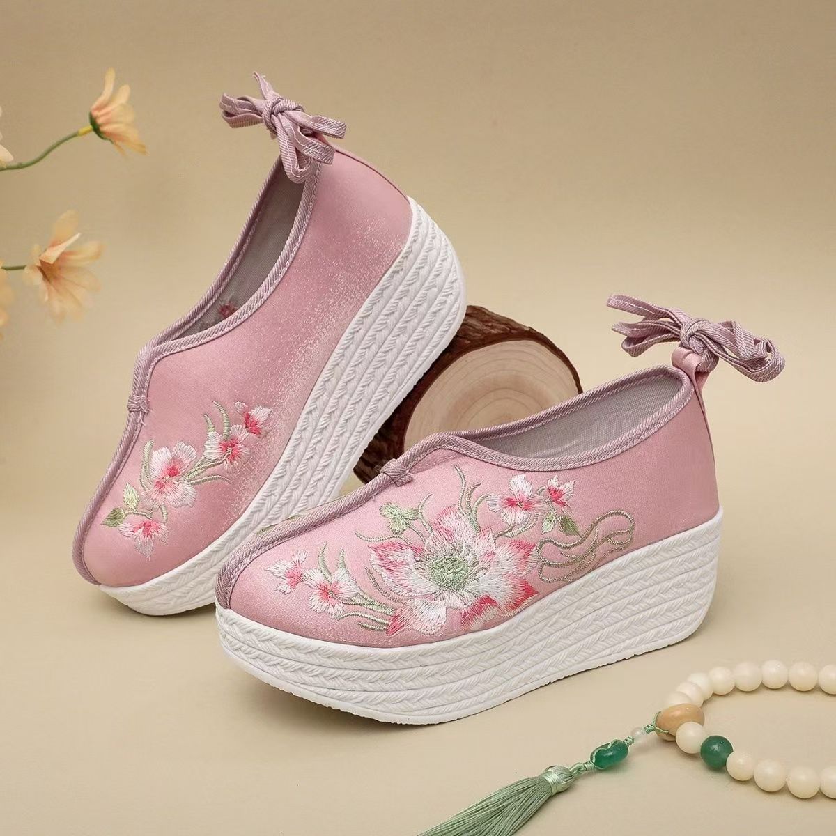 Embroidery Style - Kadın Etnik Tarzı Dolgu Topuklu İşlemeli