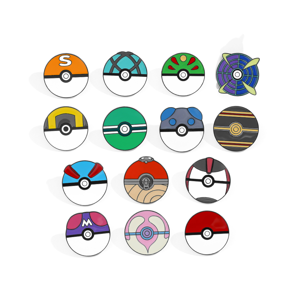 Embroidery Tulle - 14 adet karikatür broş Minimalist Poké