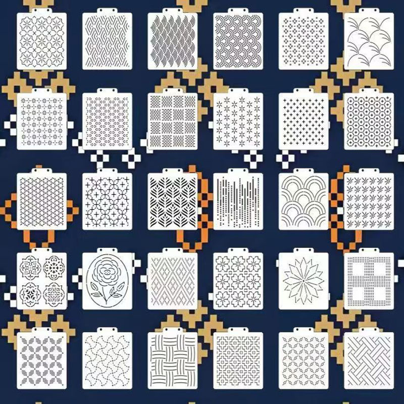 Embroidery Quilting - 30 Adet Sashiko Şablon Seti, Plastik