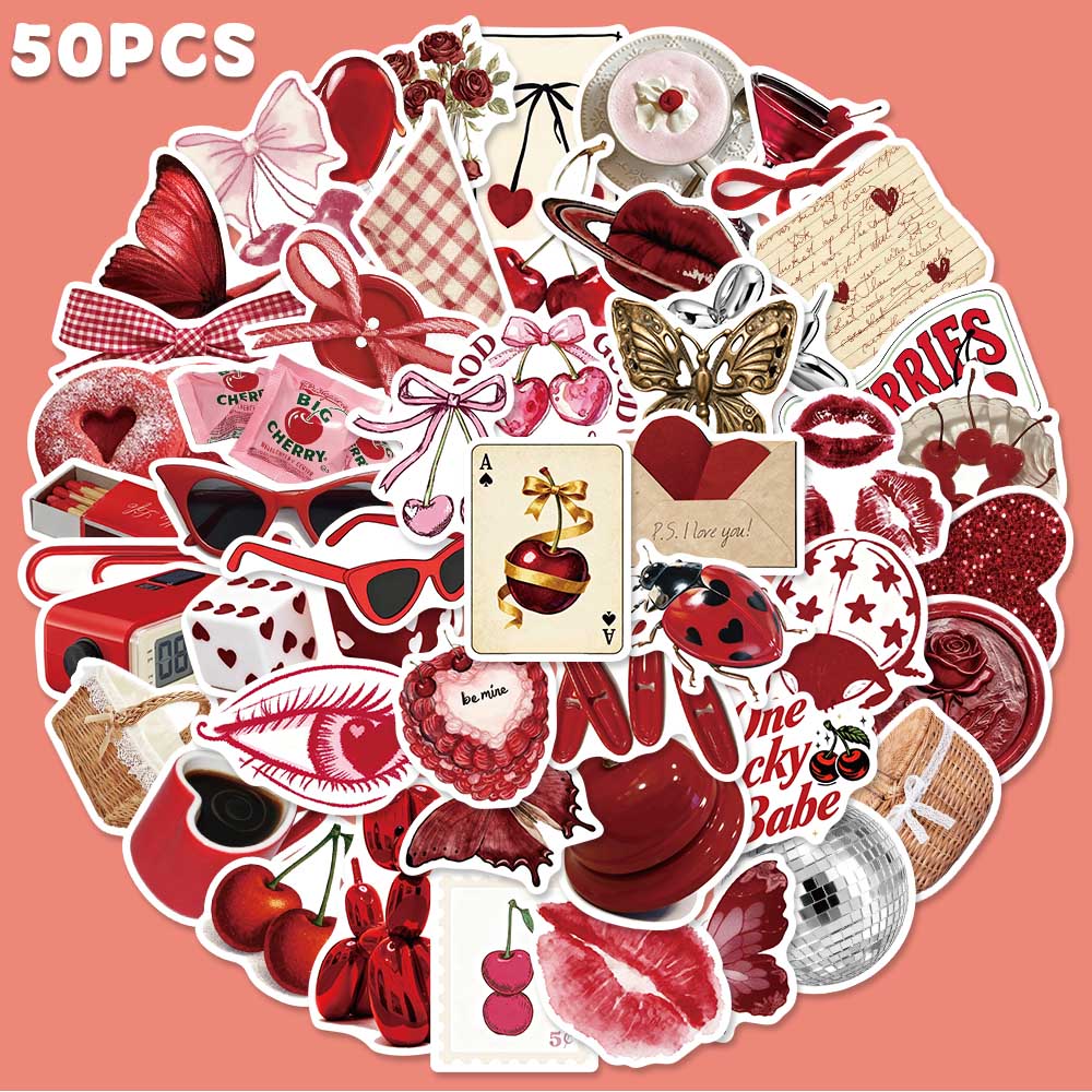 Embroidery Wall Art - 50 adet kiraz renkli grafiti etiket