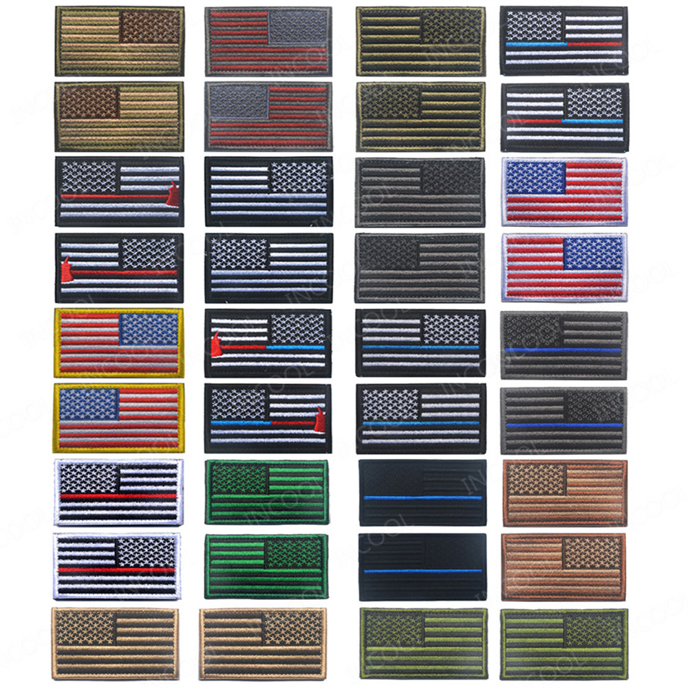 Embroidery Uk - 2 parça amerikan bayrağı işlemeli yamalar