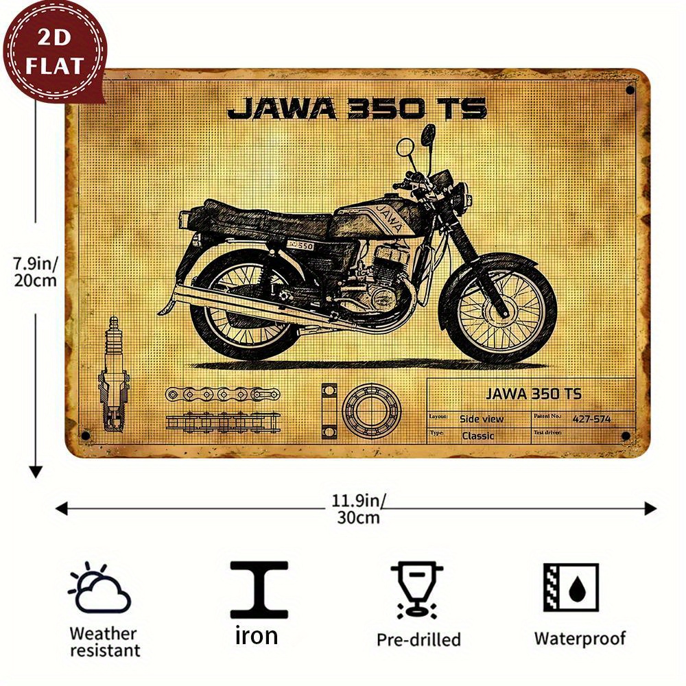 Embroidery Water - Vintage Jawa 350 TS Motosiklet Tasarım