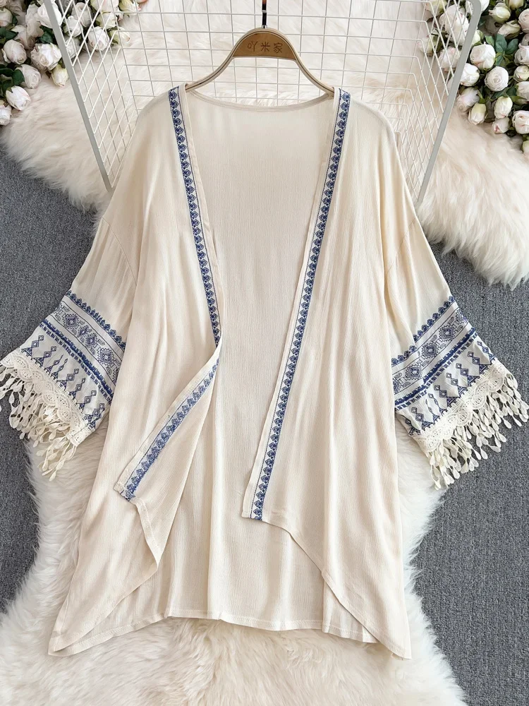 Yaz Bohem Etnik Tarzı Şal Üst  - Embroidery Zig Zag Stitch incelemesi ve fiyatı
