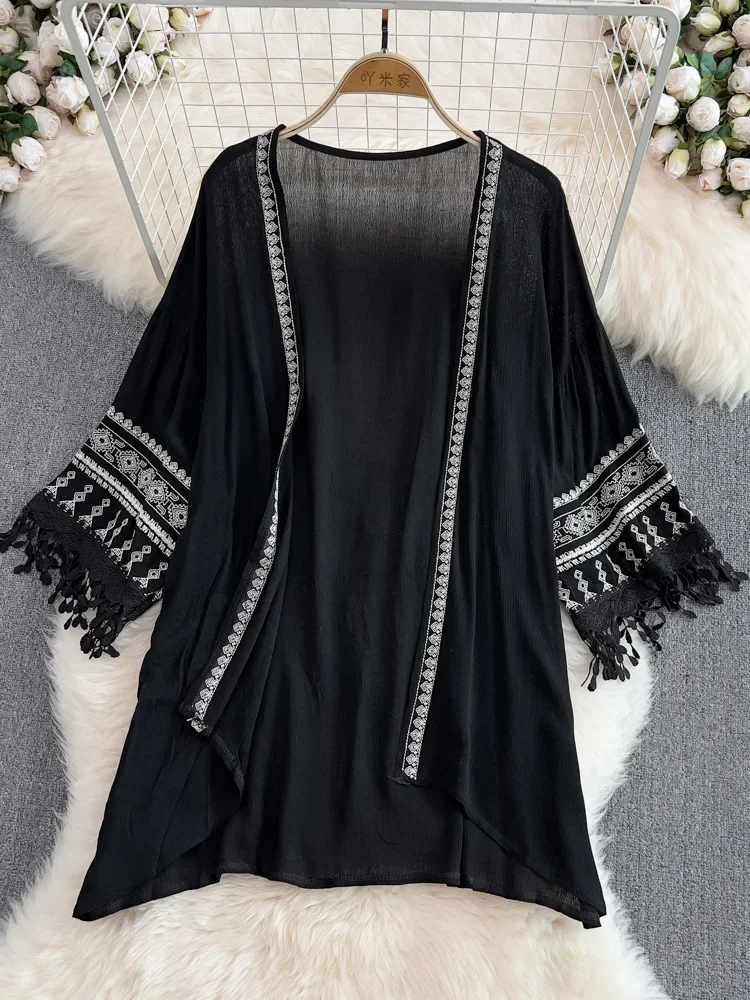 Yaz Bohem Etnik Tarzı Şal Üst  - Embroidery Zig Zag Stitch incelemesi ve fiyatı