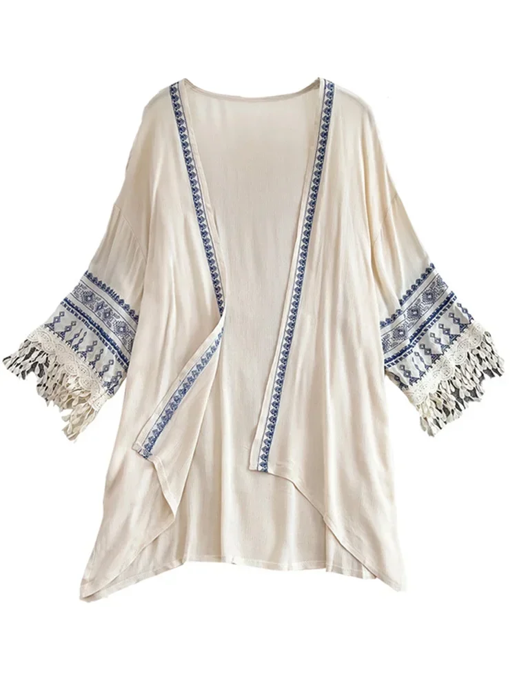 Yaz Bohem Etnik Tarzı Şal Üst  - Embroidery Zig Zag Stitch incelemesi ve fiyatı
