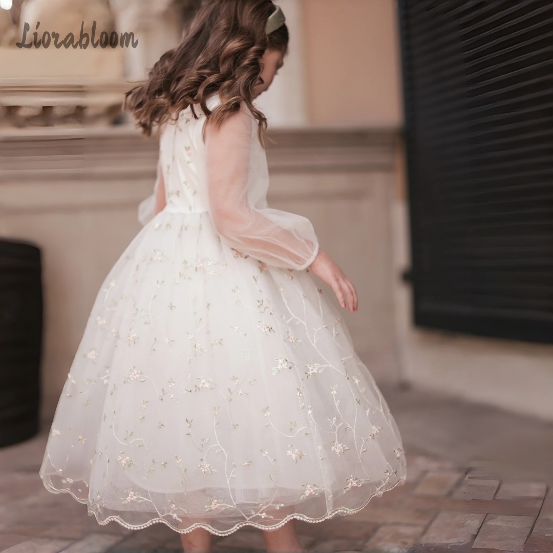 Özelleştirilmiş Çiçek Kız Elbi - Embroidery Tulle incelemesi ve fiyatı