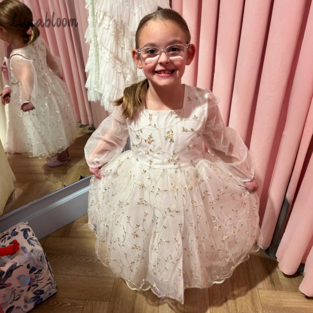 Özelleştirilmiş Çiçek Kız Elbi - Embroidery Tulle incelemesi ve fiyatı